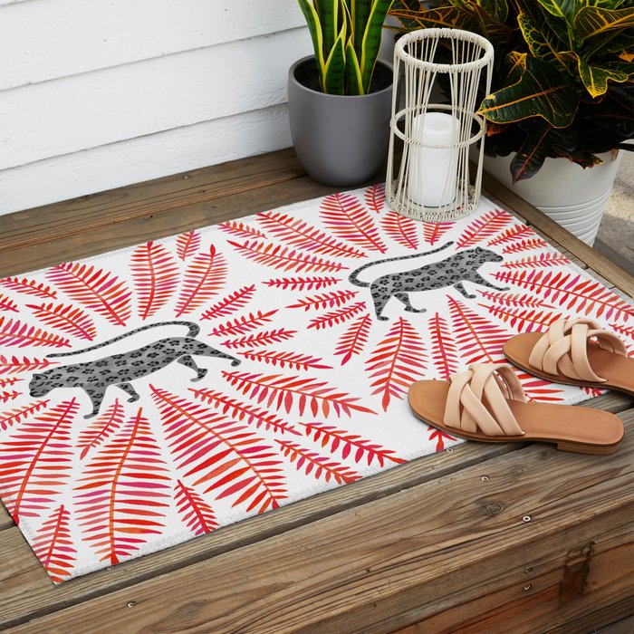 Black Jaguar - Red Leaf Palette Outdoor Rug Gallery Image 2