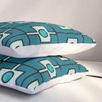Mid Century Modern Rektangel Geometric Pattern in Teal Blue and Turquoise Pillow Sham Gallery Image 3