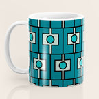 Mid Century Modern Rektangel Geometric Pattern in Teal Blue and Turquoise Coffee Mug Gallery Image 3