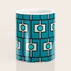 Mid Century Modern Rektangel Geometric Pattern in Teal Blue and Turquoise Coffee Mug Gallery Image 4