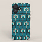 Mid Century Modern Rektangel Geometric Pattern in Teal Blue and Turquoise iPhone Case Gallery Image 1