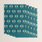 Mid Century Modern Rektangel Geometric Pattern in Teal Blue and Turquoise Wrapping Paper Gallery Image 3