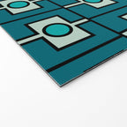 Mid Century Modern Rektangel Geometric Pattern in Teal Blue and Turquoise Welcome Mat Gallery Image 2