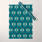Mid Century Modern Rektangel Geometric Pattern in Teal Blue and Turquoise Wrapping Paper Gallery Image 1