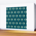 Mid Century Modern Rektangel Geometric Pattern in Teal Blue and Turquoise Wall Mural Gallery Image 2