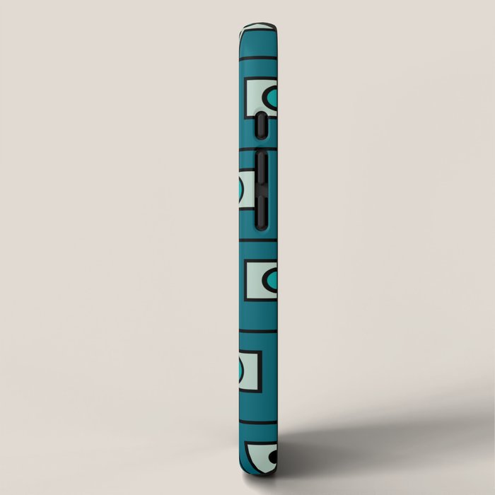 Mid Century Modern Rektangel Geometric Pattern in Teal Blue and Turquoise iPhone Case Gallery Image 2