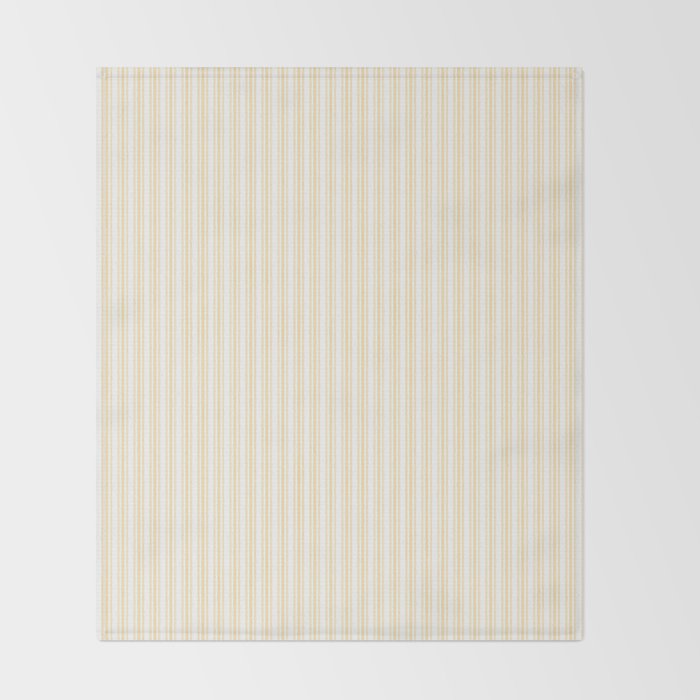 Classic Small Buttercup Yellow Pastel Butter French Mattress Ticking Double Stripes Throw Blanket Gallery Image 2