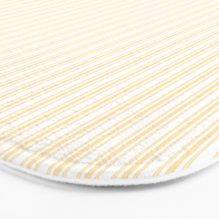 Classic Small Buttercup Yellow Pastel Butter French Mattress Ticking Double Stripes Bath Mat Gallery Image 3