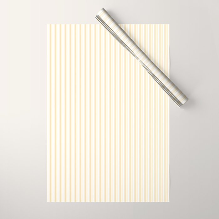 Classic Small Buttercup Yellow Pastel Butter French Mattress Ticking Double Stripes Wrapping Paper Gallery Image 1