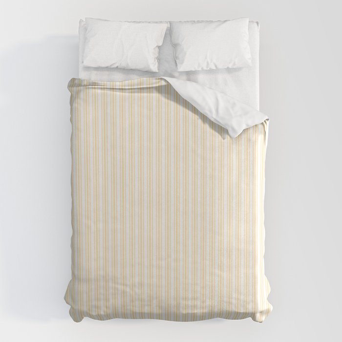 Classic Small Buttercup Yellow Pastel Butter French Mattress Ticking Double Stripes Duvet Cover Gallery Image 6