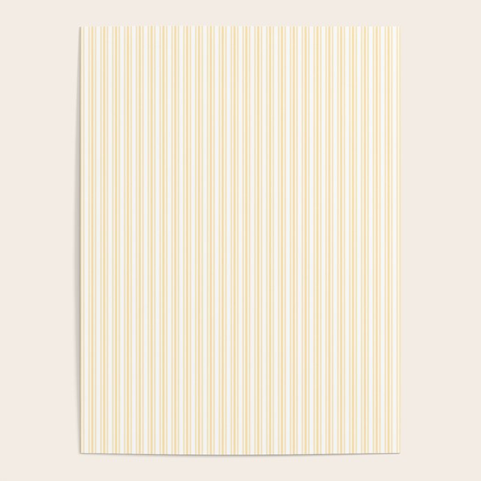 Classic Small Buttercup Yellow Pastel Butter French Mattress Ticking Double Stripes Poster Gallery Image 4