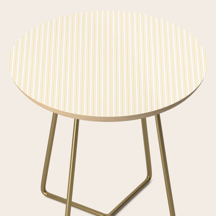 Classic Small Buttercup Yellow Pastel Butter French Mattress Ticking Double Stripes Side Table Gallery Image 2