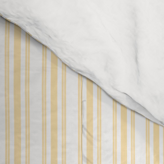 Classic Small Buttercup Yellow Pastel Butter French Mattress Ticking Double Stripes Comforter Gallery Image 4