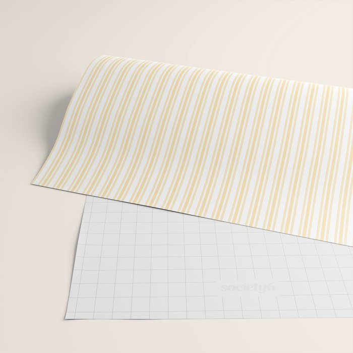 Classic Small Buttercup Yellow Pastel Butter French Mattress Ticking Double Stripes Wrapping Paper Gallery Image 2