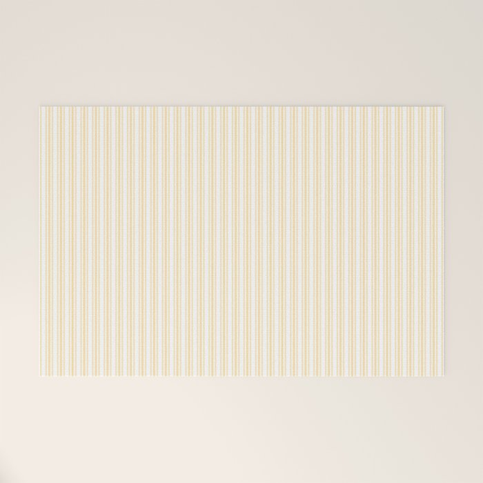 Classic Small Buttercup Yellow Pastel Butter French Mattress Ticking Double Stripes Welcome Mat Gallery Image 1