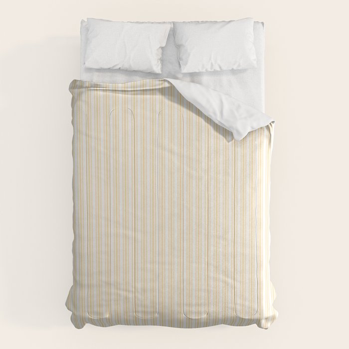Classic Small Buttercup Yellow Pastel Butter French Mattress Ticking Double Stripes Comforter Gallery Image 1