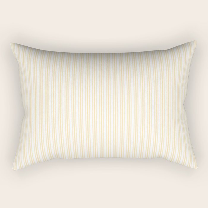 Classic Small Buttercup Yellow Pastel Butter French Mattress Ticking Double Stripes Rectangular Pillow Gallery Image 2