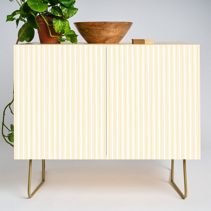 Classic Small Buttercup Yellow Pastel Butter French Mattress Ticking Double Stripes Credenza Gallery Image 1