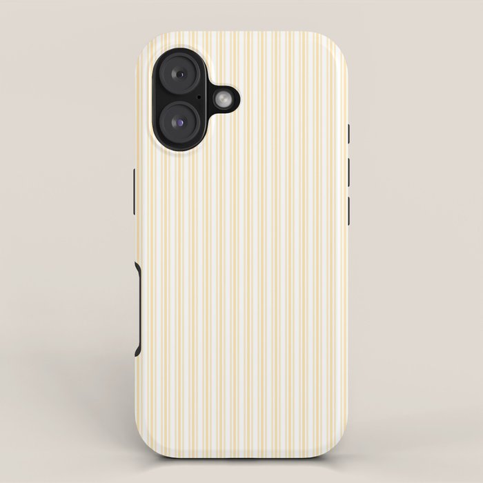 Classic Small Buttercup Yellow Pastel Butter French Mattress Ticking Double Stripes iPhone Case Gallery Image 1