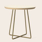 Classic Small Buttercup Yellow Pastel Butter French Mattress Ticking Double Stripes Side Table Gallery Image 1