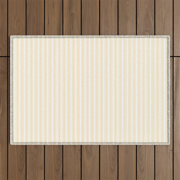 Classic Small Buttercup Yellow Pastel Butter French Mattress Ticking Double Stripes Outdoor Rug Gallery Image 1