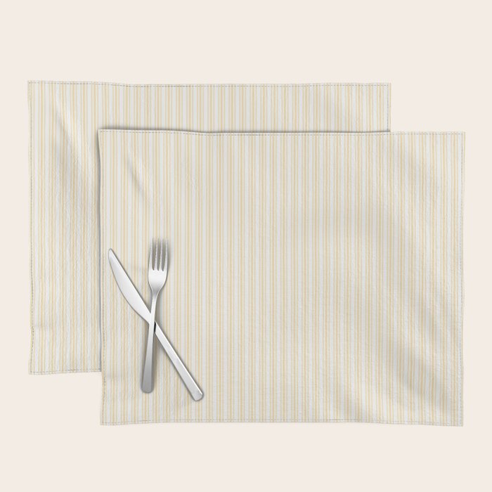 Classic Small Buttercup Yellow Pastel Butter French Mattress Ticking Double Stripes Placemat Gallery Image 1