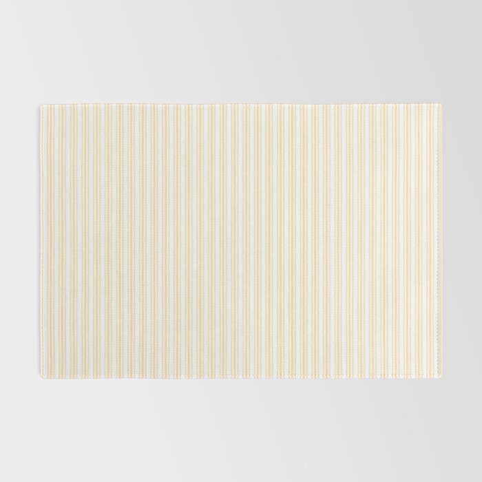 Classic Small Buttercup Yellow Pastel Butter French Mattress Ticking Double Stripes Rug Gallery Image 2