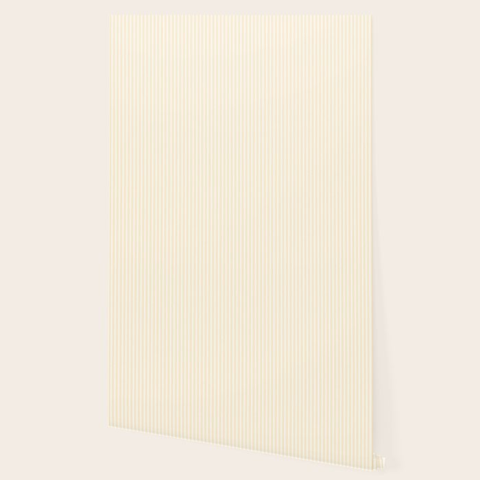 Classic Small Buttercup Yellow Pastel Butter French Mattress Ticking Double Stripes Wallpaper Gallery Image 2