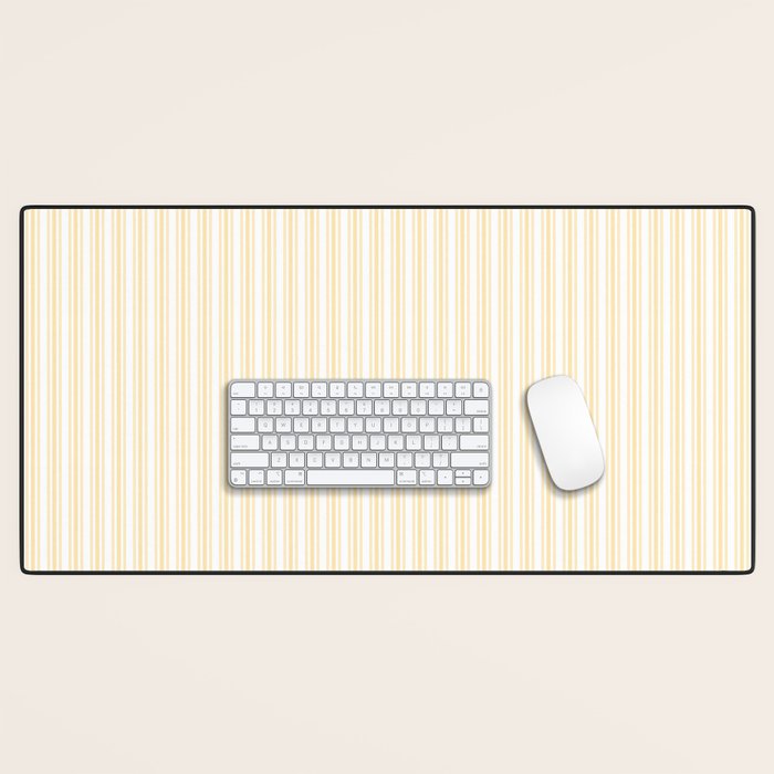 Classic Small Buttercup Yellow Pastel Butter French Mattress Ticking Double Stripes Desk Mat Gallery Image 1