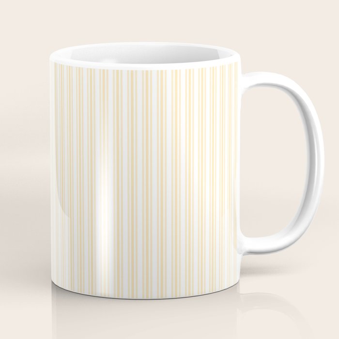Classic Small Buttercup Yellow Pastel Butter French Mattress Ticking Double Stripes Coffee Mug Gallery Image 1