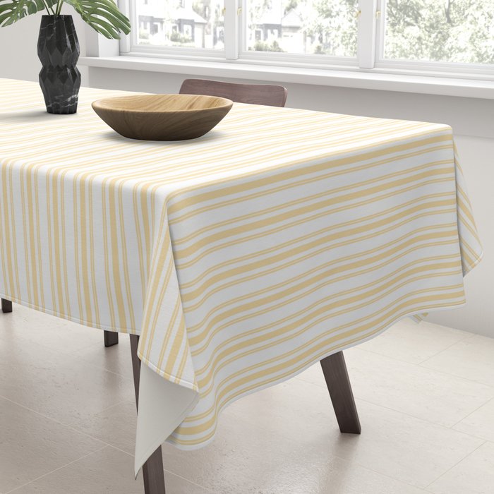 Classic Small Buttercup Yellow Pastel Butter French Mattress Ticking Double Stripes Tablecloth Gallery Image 3