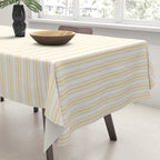 Classic Small Buttercup Yellow Pastel Butter French Mattress Ticking Double Stripes Tablecloth Gallery Image 3
