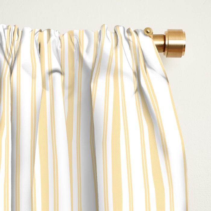 Classic Small Buttercup Yellow Pastel Butter French Mattress Ticking Double Stripes Window Curtain Gallery Image 2