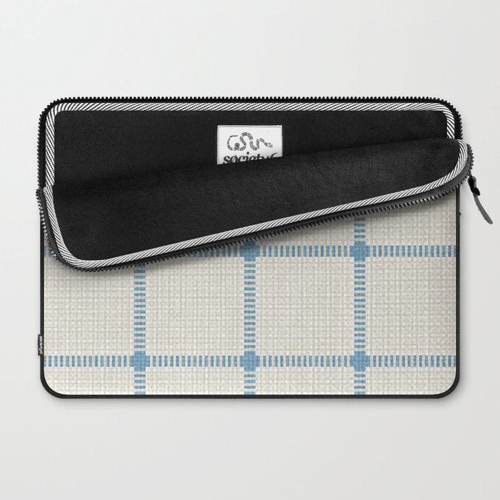 Woven Cross Check Cream x Seaside Blue Laptop Sleeve Gallery Image 2