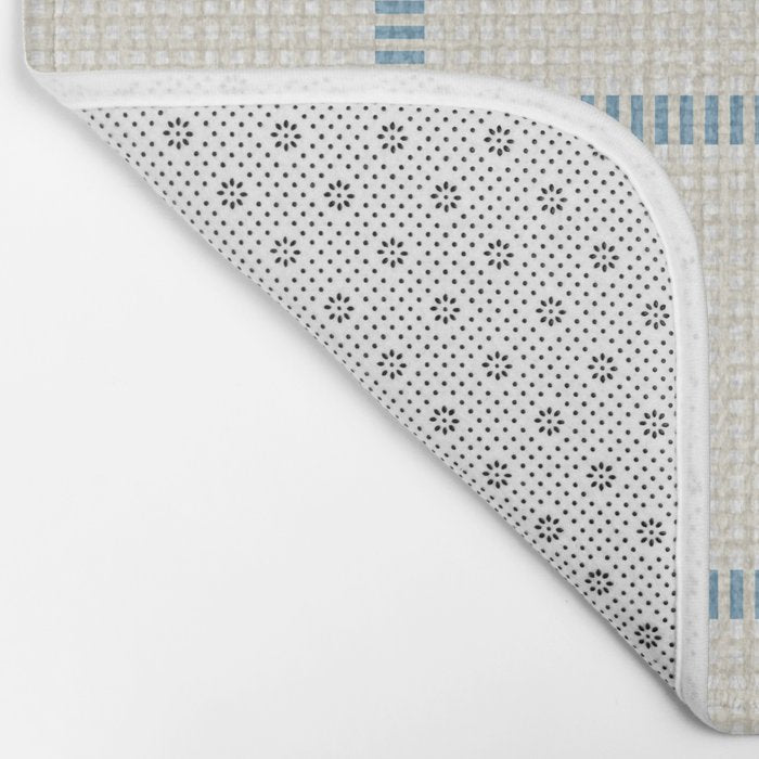 Woven Cross Check Cream x Seaside Blue Bath Mat Gallery Image 2