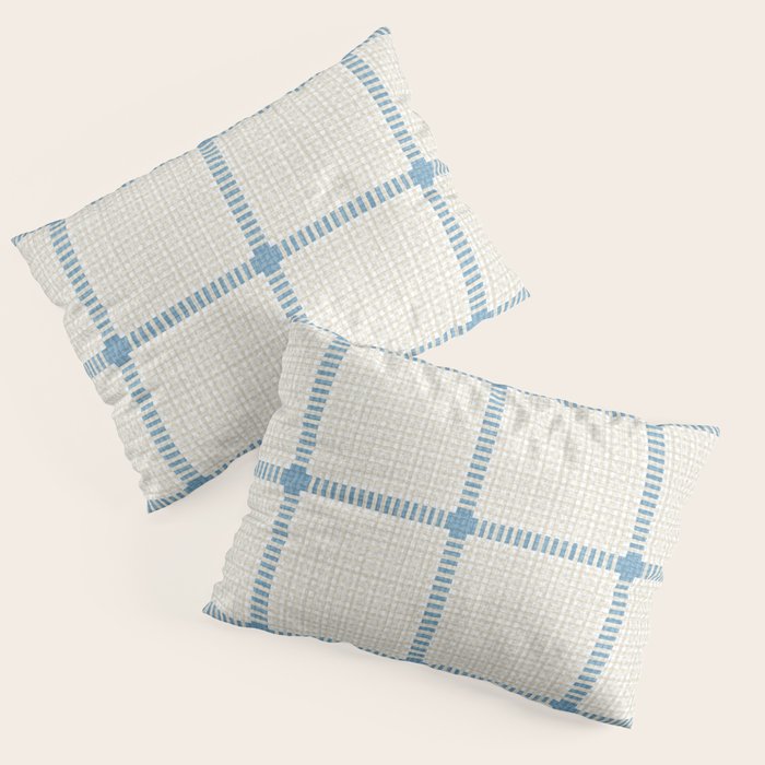 Woven Cross Check Cream x Seaside Blue Pillow Sham Gallery Image 3