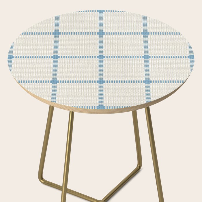 Woven Cross Check Cream x Seaside Blue Side Table Gallery Image 2