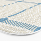 Woven Cross Check Cream x Seaside Blue Bath Mat Gallery Image 3