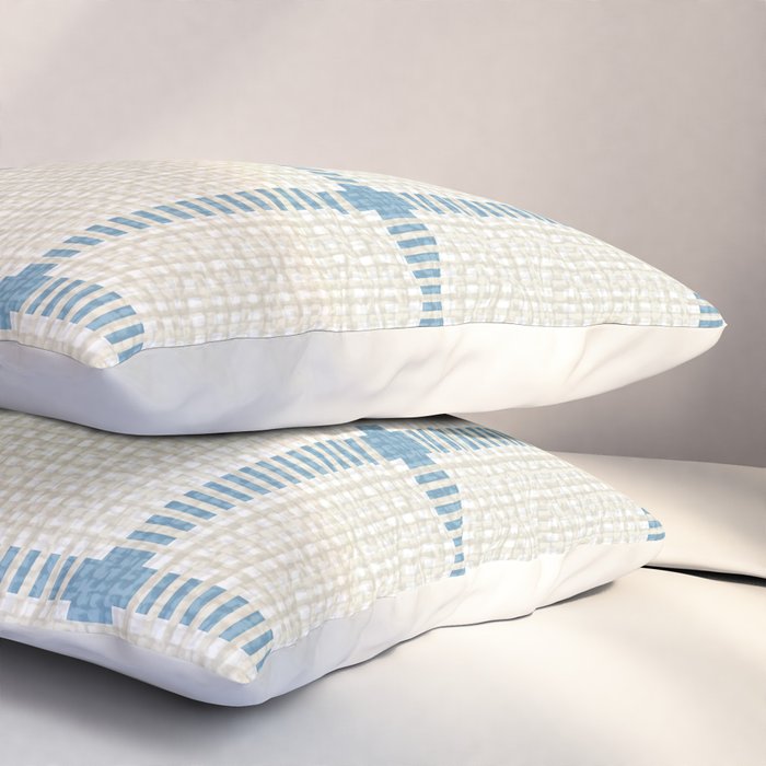 Woven Cross Check Cream x Seaside Blue Pillow Sham Gallery Image 3