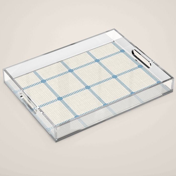 Woven Cross Check Cream x Seaside Blue Acrylic Tray Gallery Image 1