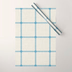 Woven Cross Check Cream x Seaside Blue Wrapping Paper Gallery Image 1