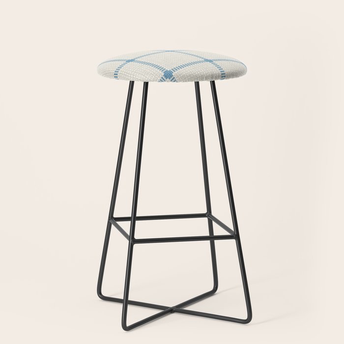 Woven Cross Check Cream x Seaside Blue Stool Gallery Image 1