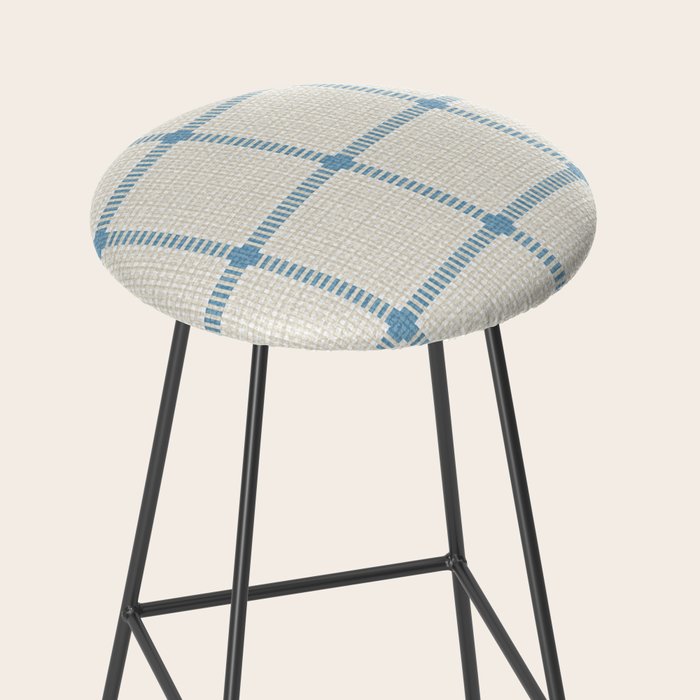 Woven Cross Check Cream x Seaside Blue Stool Gallery Image 2