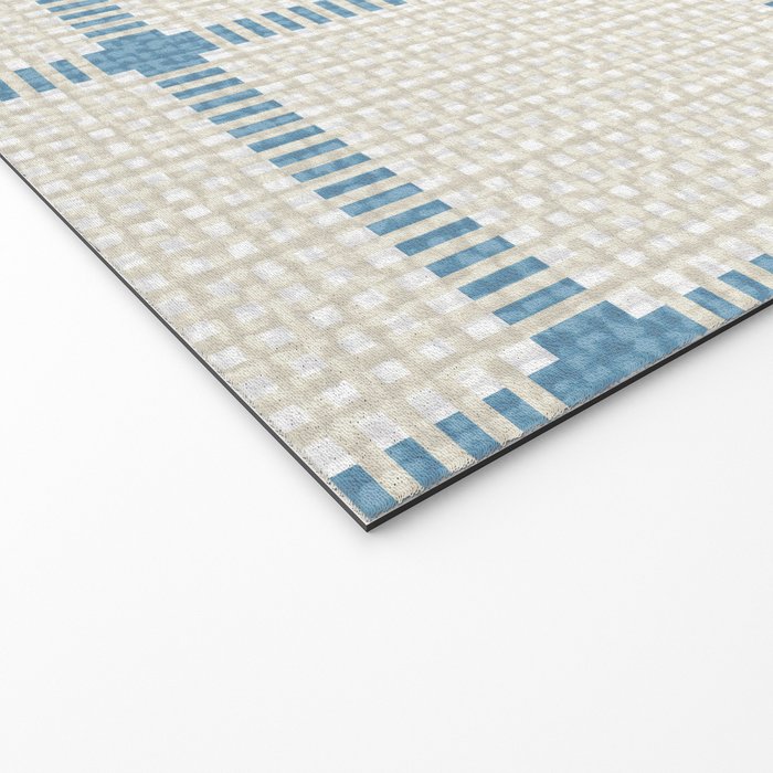 Woven Cross Check Cream x Seaside Blue Welcome Mat Gallery Image 2