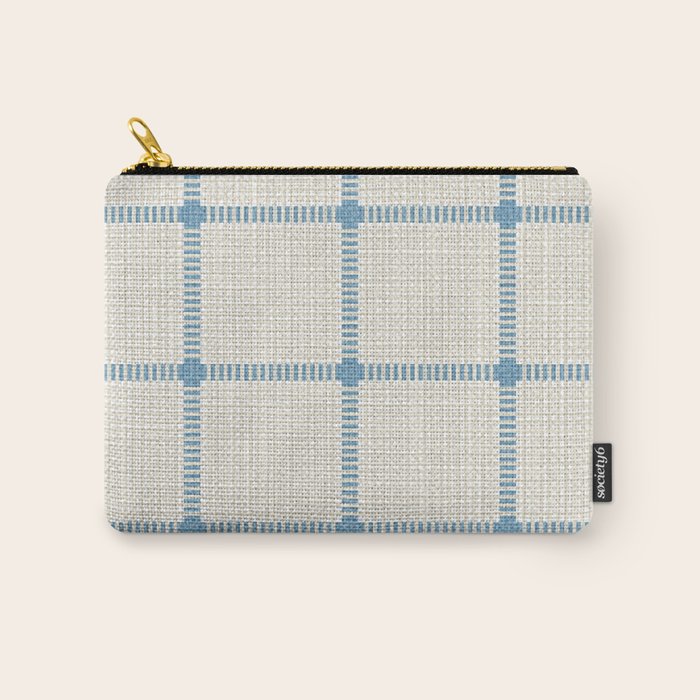 Woven Cross Check Cream x Seaside Blue Carry All Pouch Gallery Image 1