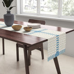 Woven Cross Check Cream x Seaside Blue Table Runner Gallery Image 2