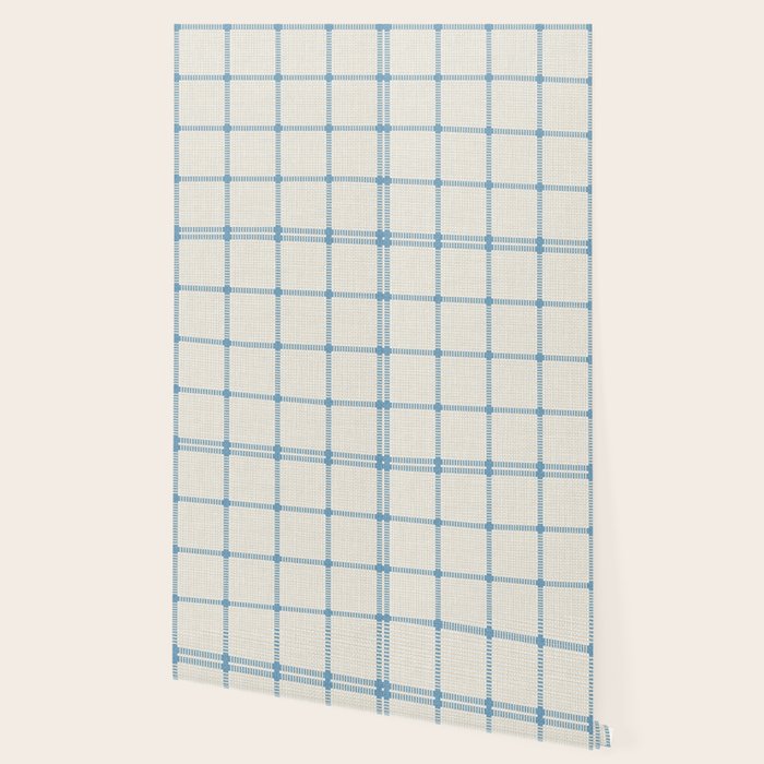 Woven Cross Check Cream x Seaside Blue Wallpaper Gallery Image 2