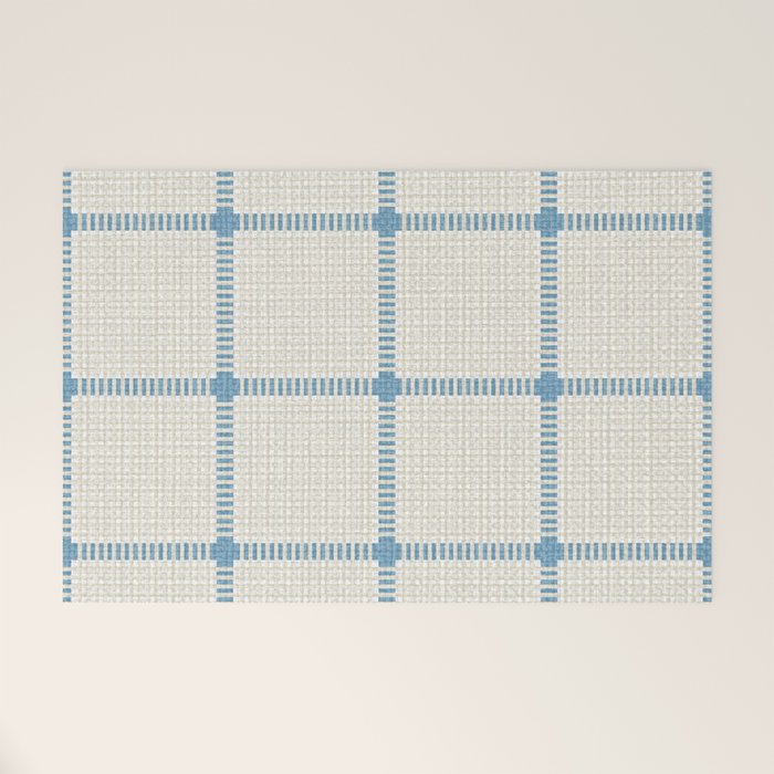 Woven Cross Check Cream x Seaside Blue Welcome Mat Gallery Image 1
