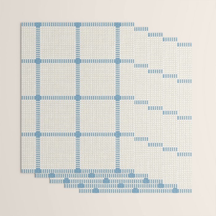 Woven Cross Check Cream x Seaside Blue Wrapping Paper Gallery Image 3