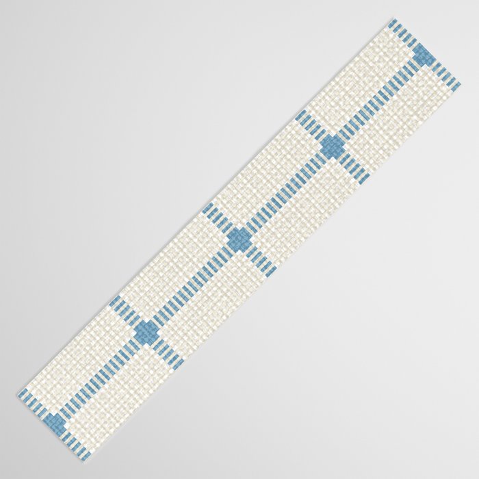 Woven Cross Check Cream x Seaside Blue Table Runner Gallery Image 3